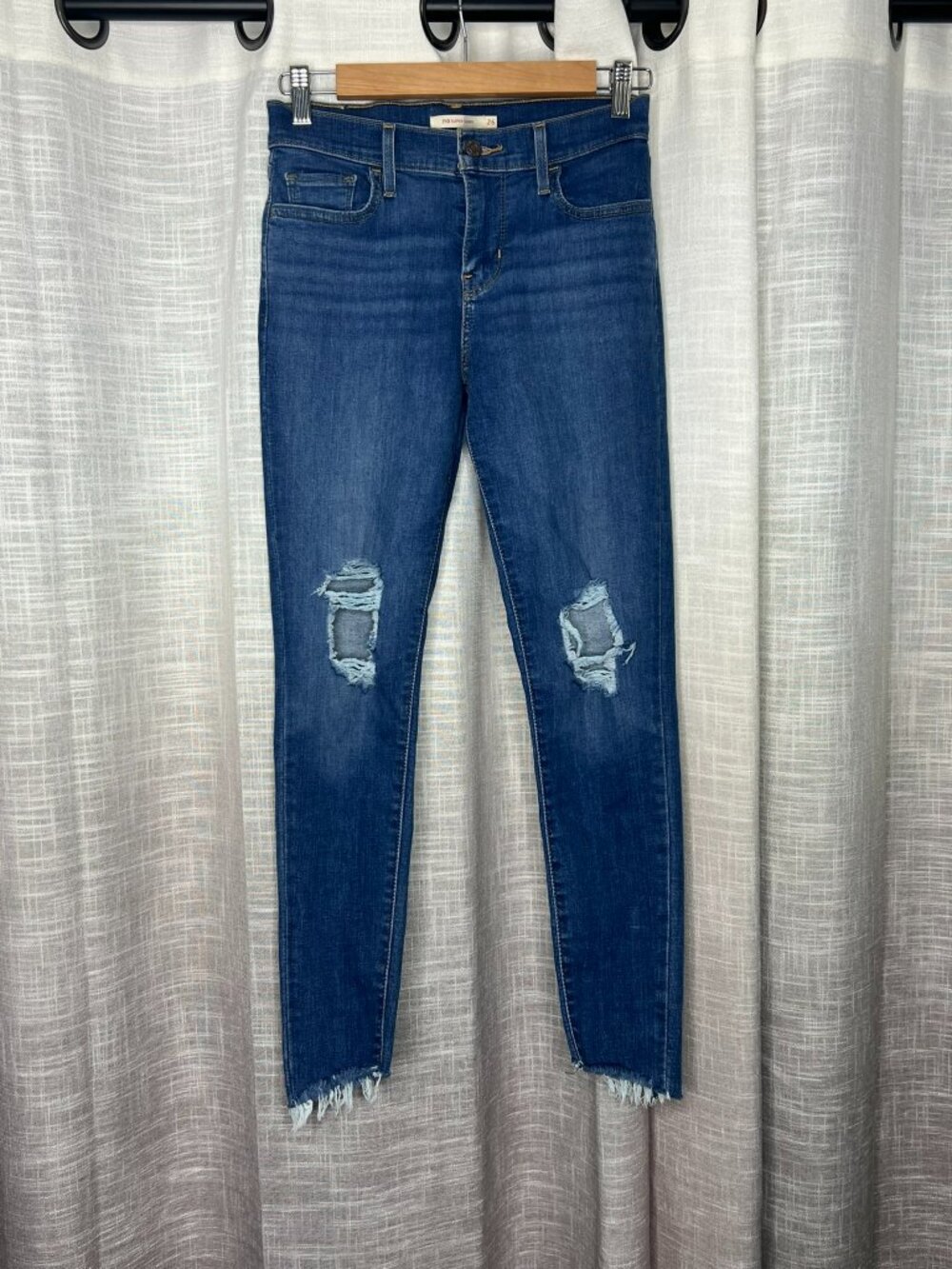 Levi Ripped 710 Super Skinny Mid Wash Jeans